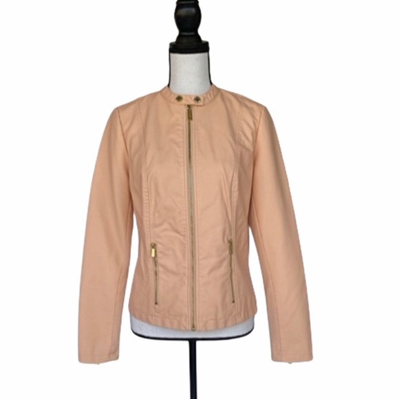 CALVIN KLEIN FAUX LEATHER JACKET - PAPAYA - Picture 2 of 8